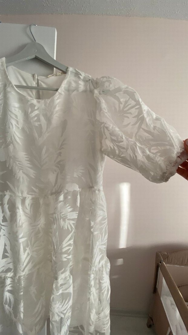 Bohem Kadın Uzun Beyaz Mini Elbise - Görsel 3