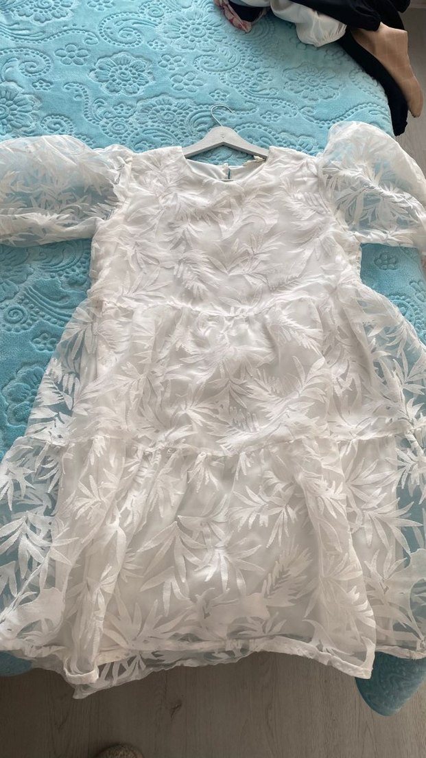 Bohem Kadın Uzun Beyaz Mini Elbise - Görsel 4