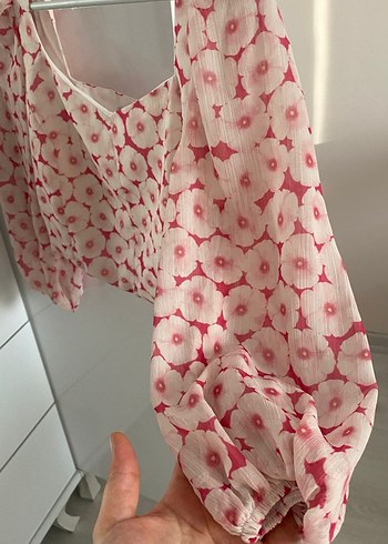 LCW Pembe Desenli Kısa Bluz crop - Görsel 5