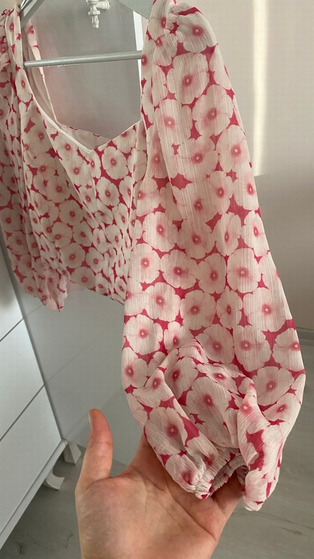 LCW Pembe Desenli Kısa Bluz crop - Görsel 5