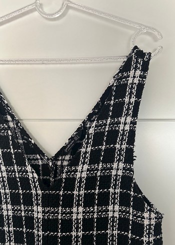 Stradivarius Kadın Gri Ekose Desenli Kolsuz Tulum