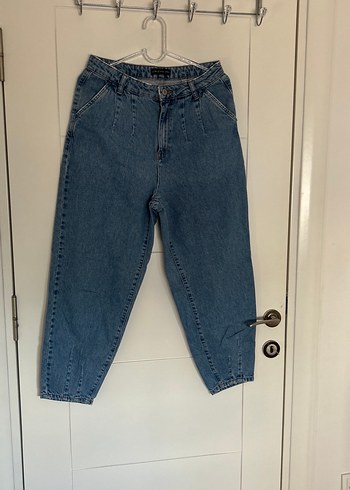 Kadın Mavi Bol Kesim Denim Pantolon
