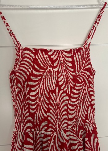 H&M Kırmızı Zebra Desenli Uzun Askılı Elbise