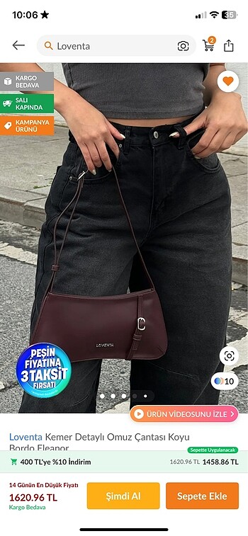 Diğer Loventa koyu bordo Eleanor kol çantası