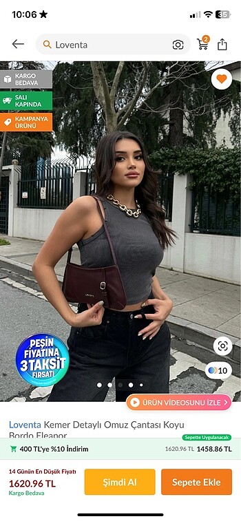 Loventa koyu bordo Eleanor kol çantası