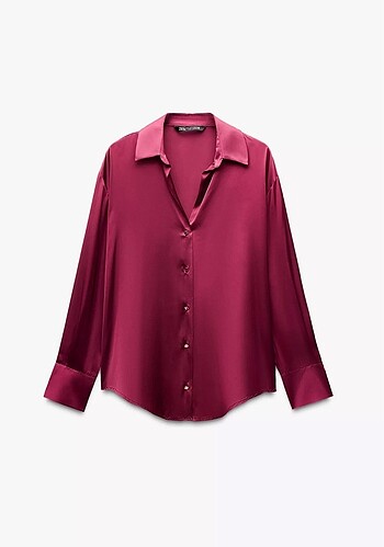 Zara bordo saten gömlek etiketli
