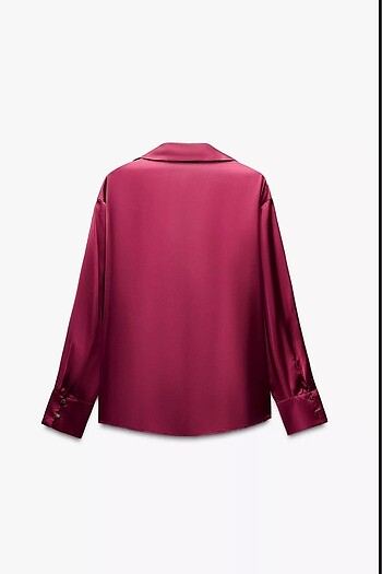 Zara Zara bordo saten gömlek etiketli