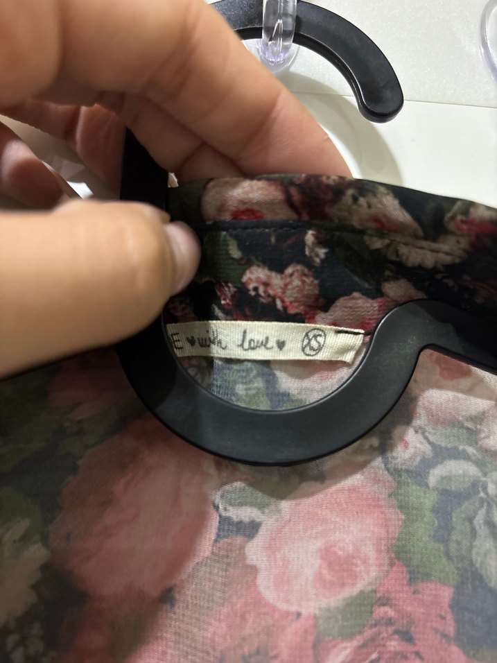 Bordo Çiçek Desenli Uzun Kollu Kadın Gömlek - Görsel 2