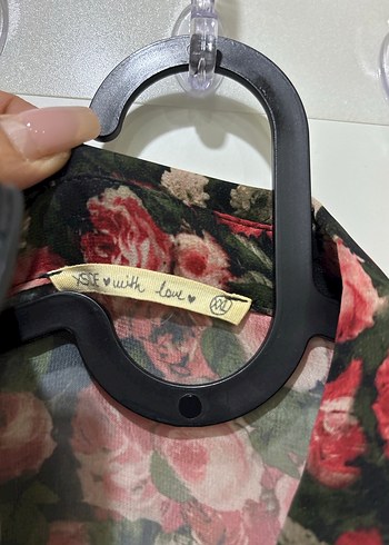 Bordo Çiçek Desenli Uzun Kollu Kadın Gömlek - Görsel 2