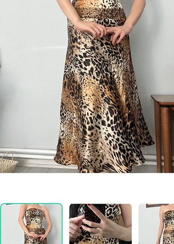 Relactive Leopar Desenli Straplez Maxi Elbise
