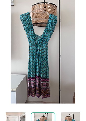 Diğer Bohem Yesil Mini Elbise Yazlik Rahatlik
