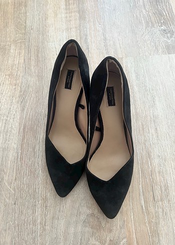 Zara Siyah Suet Stiletto Ayakkabi