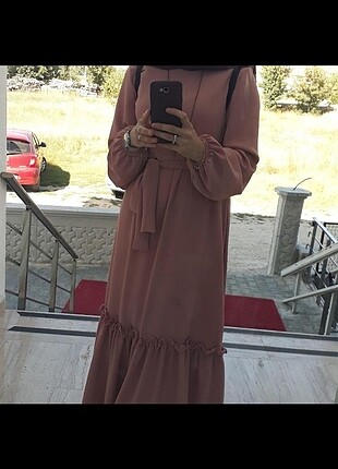 Tesettur kemerli elbise