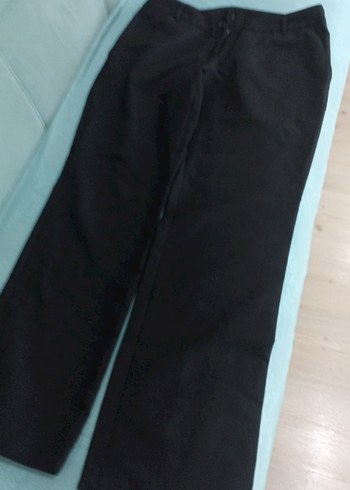2K Siyah Duz Kesim Pantolon Kumas Pantolon