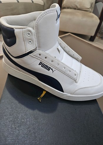 Puma Shuffle Mid Model Beyaz Lacivert Yuksek Bilekli