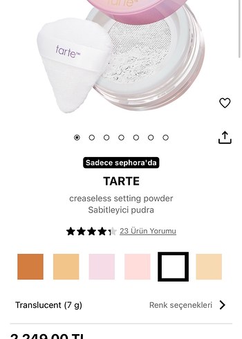 Tarte Sabitleyici Transparan Pudra