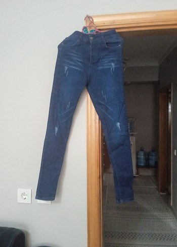 Diğer Koyu Mavi Dar Paca Yikamali Denim Jean