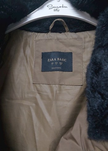 Zara haki Kürklü Kadın Kışlık Mont - Görsel 2