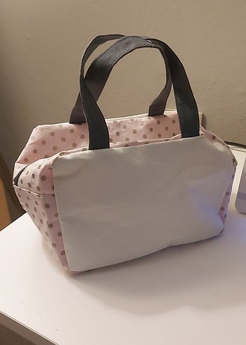 toz pembe puantiyeli Kadın Makyaj Çantası - Görsel 2
