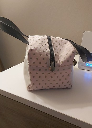 toz pembe puantiyeli Kadın Makyaj Çantası - Görsel 6