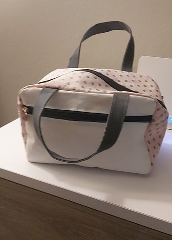 toz pembe puantiyeli Kadın Makyaj Çantası - Görsel 4