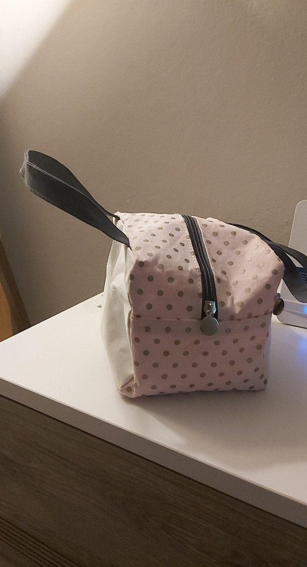 toz pembe puantiyeli Kadın Makyaj Çantası - Görsel 5