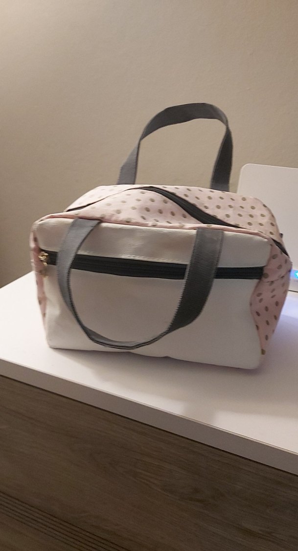 toz pembe puantiyeli Kadın Makyaj Çantası - Görsel 4