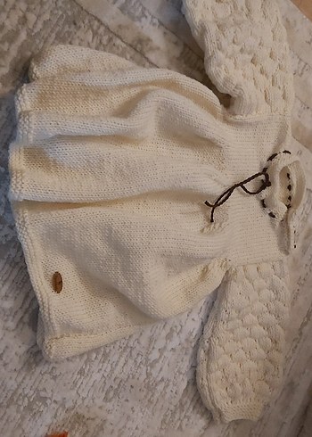 Kız Çocuk Bohem Tarz Örgü Beyaz Hırka - Görsel 2