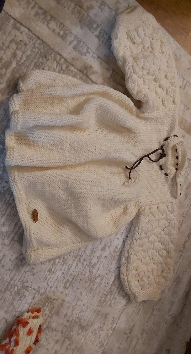 Kız Çocuk Bohem Tarz Örgü Beyaz Hırka - Görsel 2