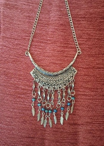 Uzun Zincir Detaylı Bohem Kadın Kolye - Görsel 3