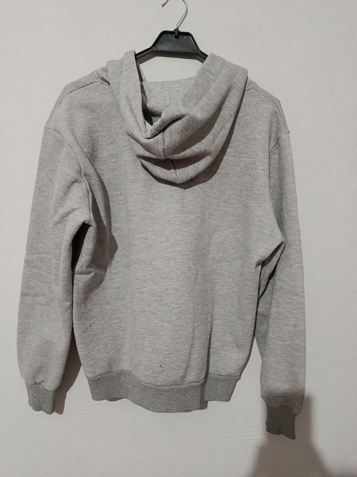 Gri Kapüşonlu Fermuarlı Sweatshirt — görsel 6/8