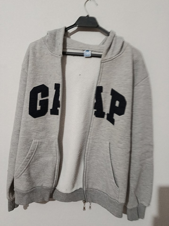 Gri Kapüşonlu Fermuarlı Sweatshirt — görsel 7/8