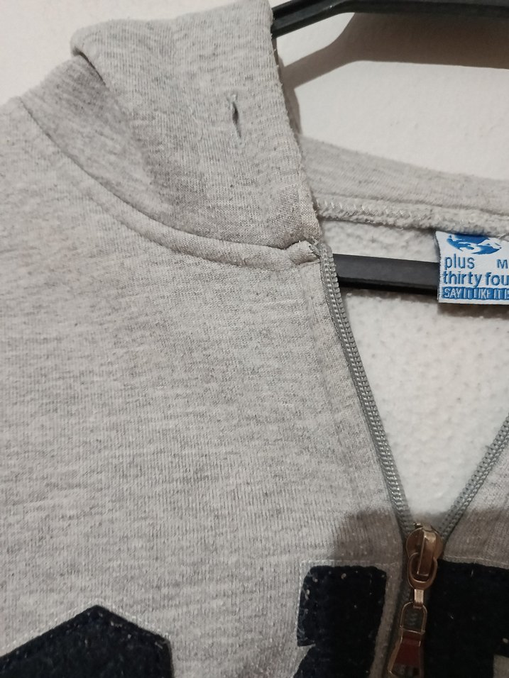 Gri Kapüşonlu Fermuarlı Sweatshirt — görsel 4/8