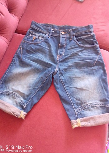 LA Denim Atelıer Mavi Yikamali Denim Bermuda Sort