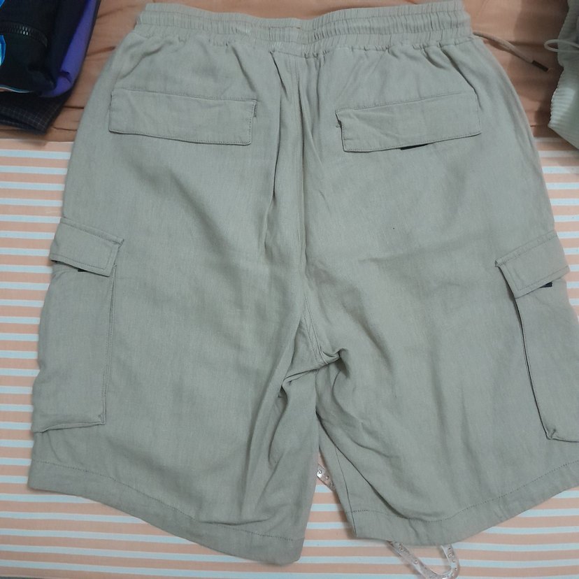 Erkek Çocuk Bej Keten Kemerli Şort - Görsel 3