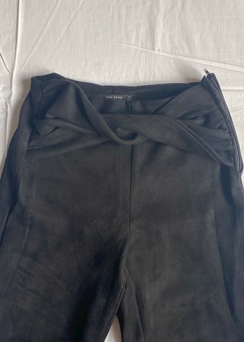 Zara Siyah Süet Kemer Detaylı Kadın Pantolon