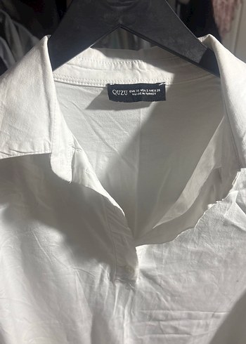 Beyaz Keten Midi Kadın Gömlek - Görsel 3