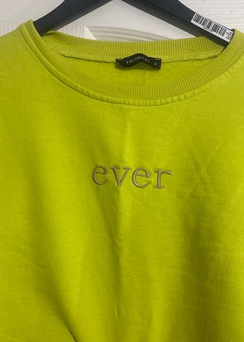 Sarı Crop Sweatshirt Uzun Kollu Rahat Kesim - Görsel 2