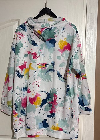 Kadın Çok Renkli Tie-Dye Kapüşonlu Sweatshirt - Görsel 3