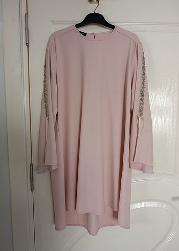 Pudra Pembe Uzun Kollu Salaş Tunik