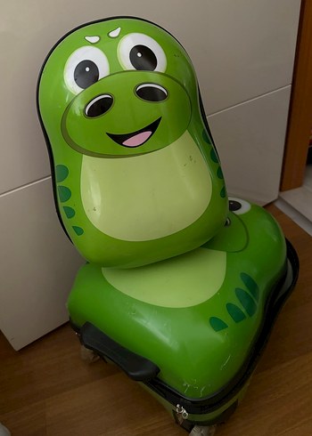 Yeşil Dinozor Desenli Çocuk bavul 2 li set