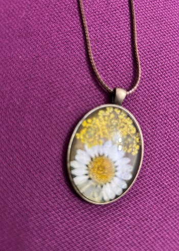 Gold Renkli kuru papatya  Kadın Kolye - Görsel 2