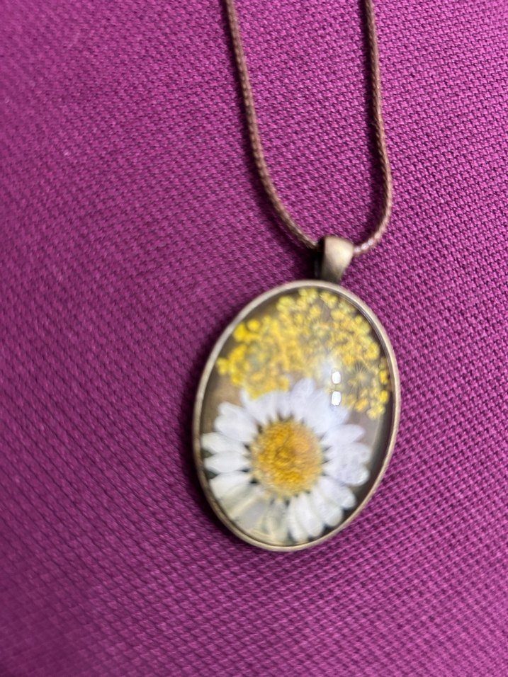 Gold Renkli kuru papatya  Kadın Kolye - Görsel 2