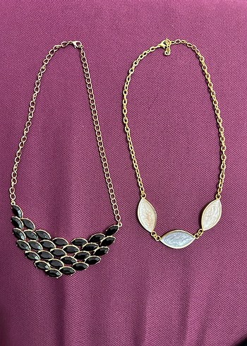 Altın Renkli Kısa Bohem Zincirli Kolye ikili - Görsel 2