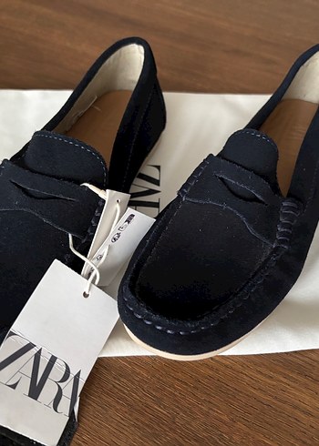 Zara marka Lacivert Süet Erkek Loafer - Görsel 3