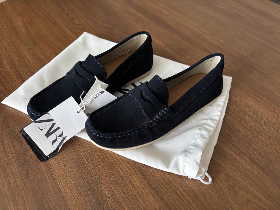 Zara marka Lacivert Süet Erkek Loafer - Görsel 2