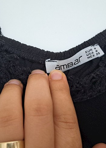 m Beden siyah Renk Dantel Detaylı Siyah Omuz Dekolteli Bluz