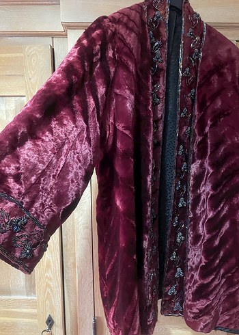 xl Beden Bordo Nakışlı Bohem Uzun Kadın Kaban