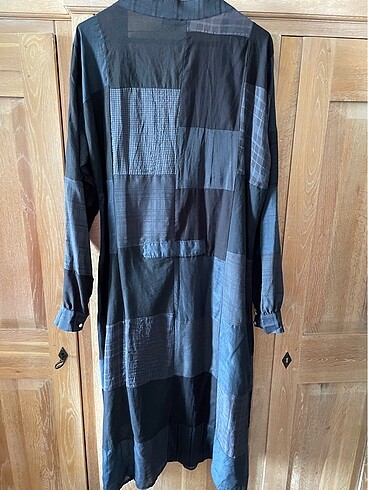 xl Beden gri Renk İthal patchwork uzun elbise