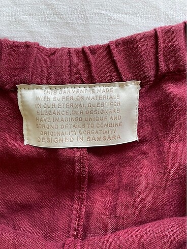 l Beden bordo Renk Vintage keten pantolon